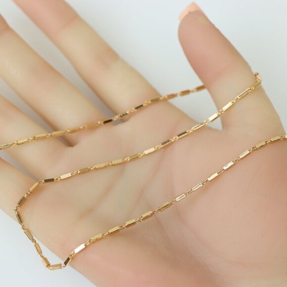 "Chunky Rectangle Chain Rose Gold Necklace, XPNL0181 - Picture 5 of 12